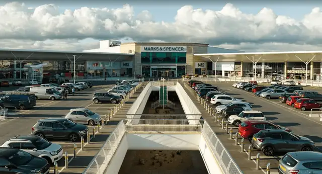 Castlepoint Shopping Centre in Bournemouth, with the Marks & Spencer store and car parks